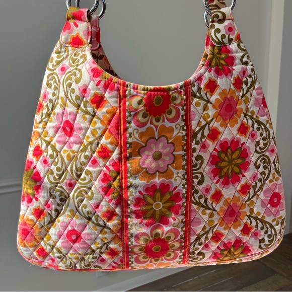 Vera Bradley Quilted Floral Hobo Bag Boho Y2K Cottagecore Shoulder Purse - Picture 12 of 16